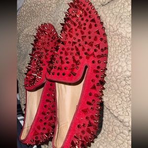 Men’s Ferucci red spiked loafers: size 10